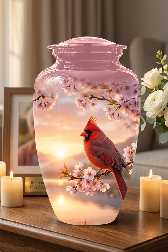 Cardinal Bird Themed Urn - Beautiful Memorial Urns For Spiritual Ashes