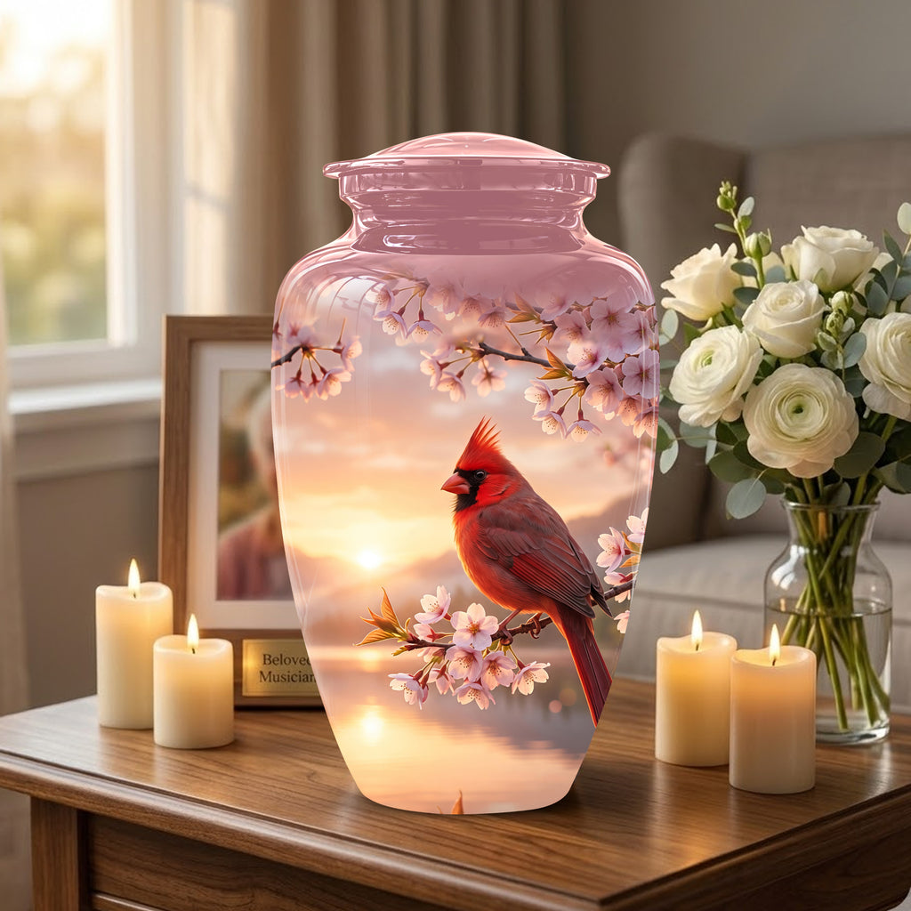 Cardinal Bird Themed Urn - Beautiful Memorial Urns For Spiritual Ashes