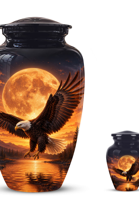 Personalized Flying Eagle Cremation Urn - Celestial Moon Memorial Urns