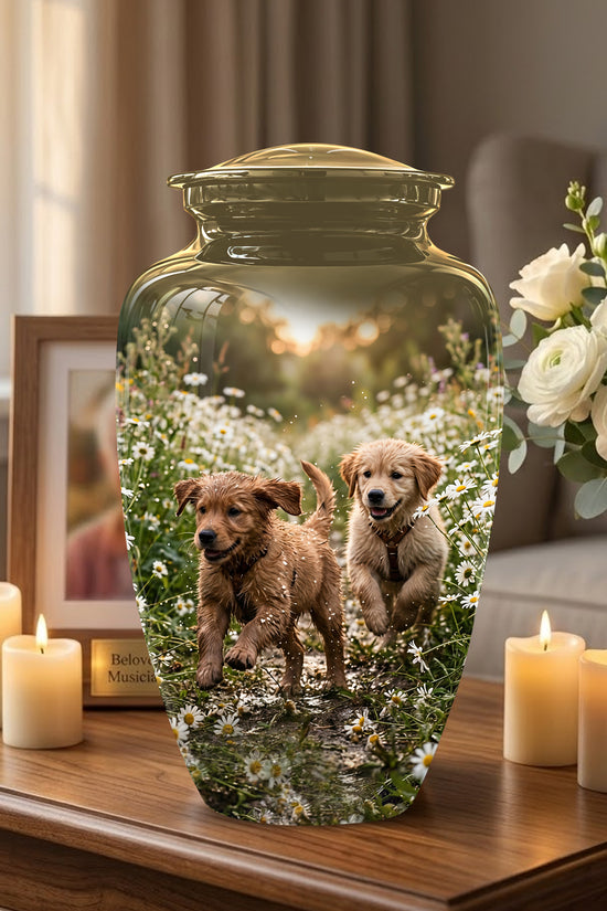 Playful Dog Puppy Urn - Personalized Memorial Urns For Pet Ashes