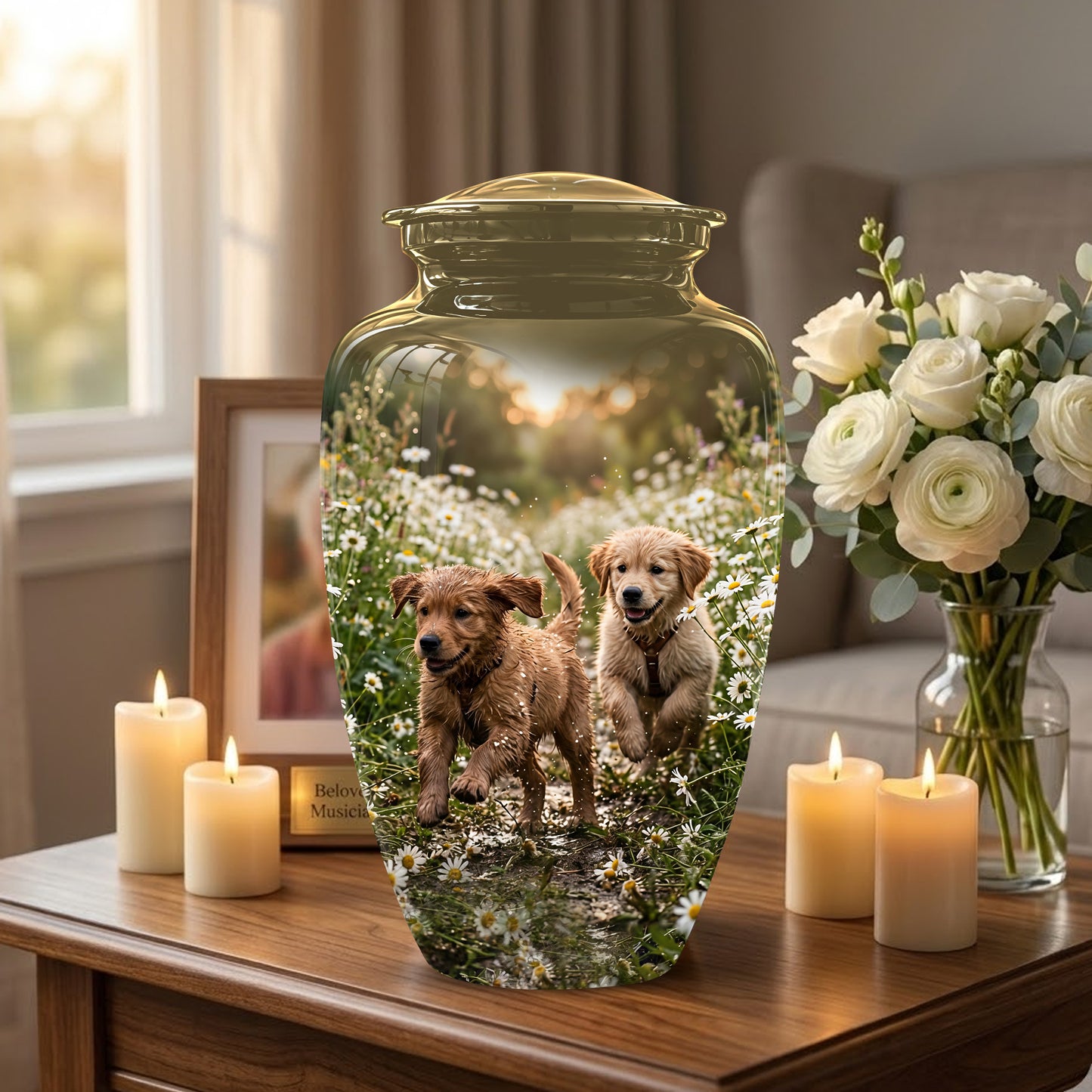 Playful Dog Puppy Urn - Personalized Memorial Urns For Pet Ashes