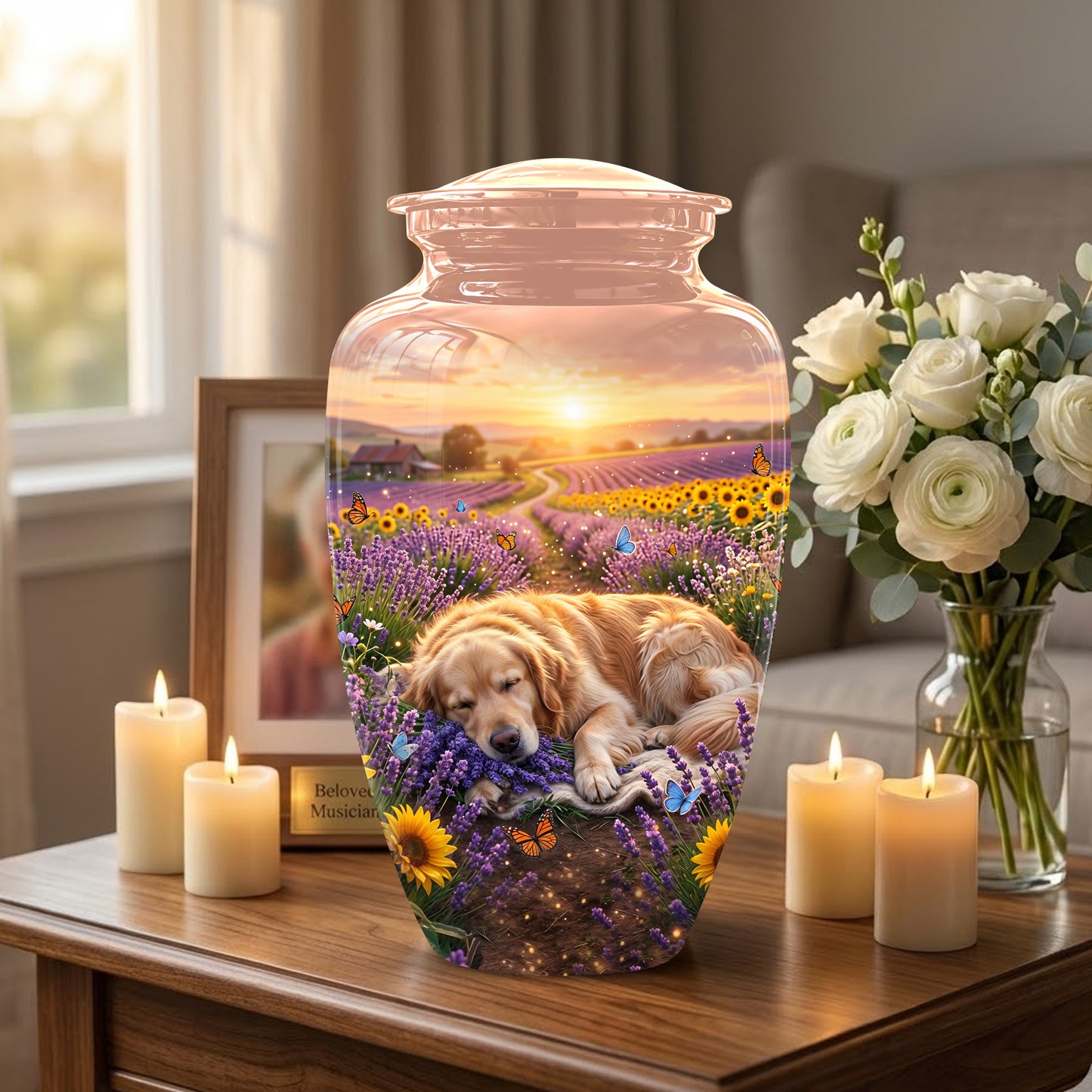 Golden Retriever Gog Memorial Urn - Personalized Pet Urns For Ashes