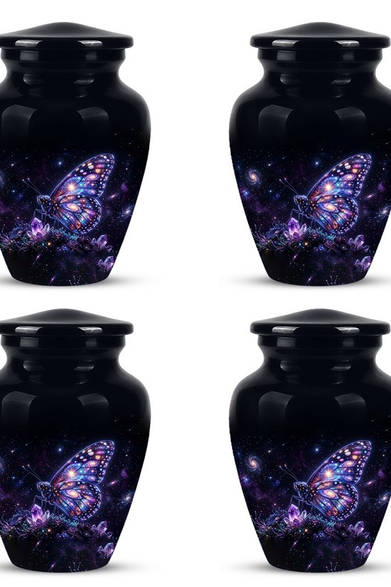 Purple Butterfly Cremation Urn - Beautiful Black Urns For Human Ashes