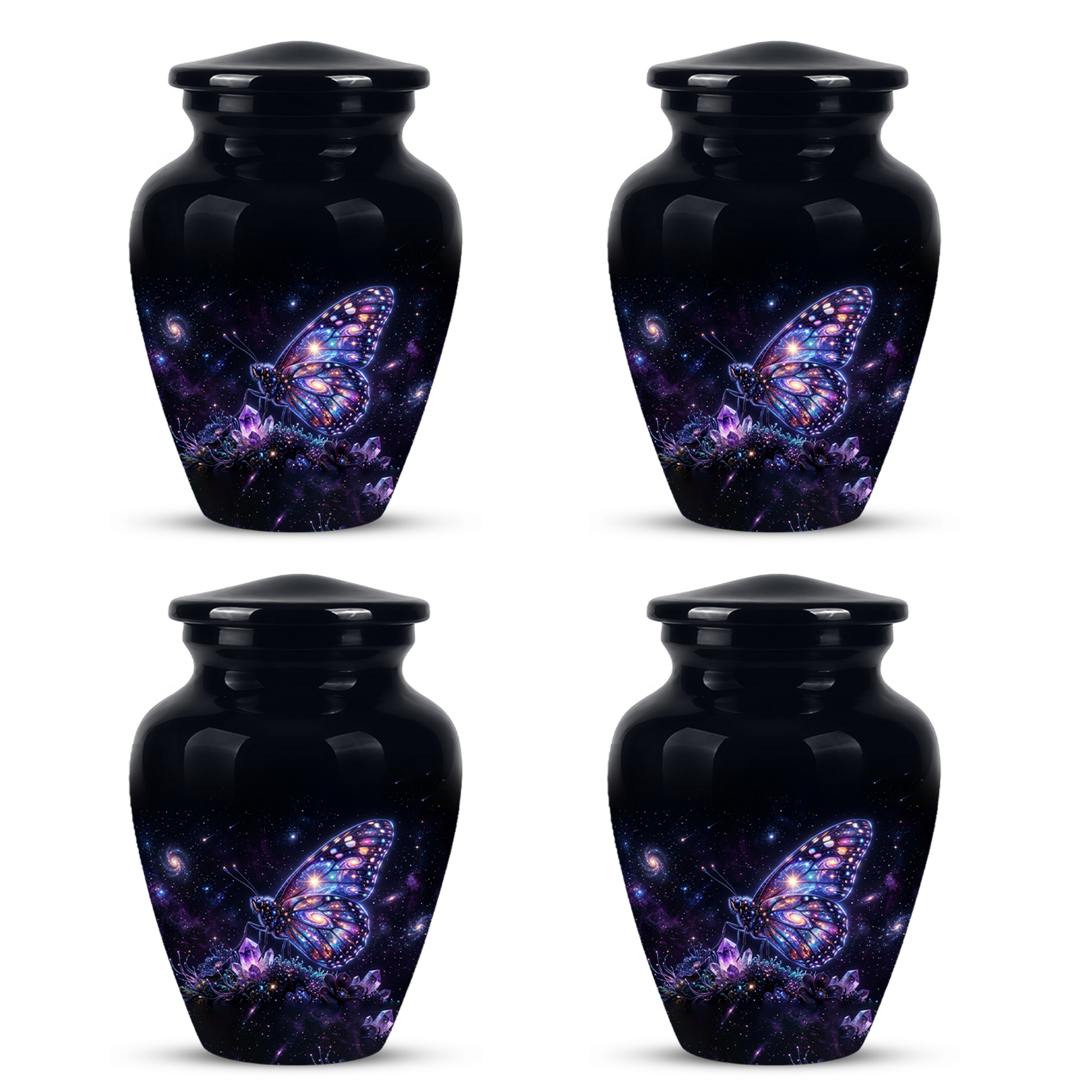 Purple Butterfly Cremation Urn - Beautiful Black Urns For Human Ashes