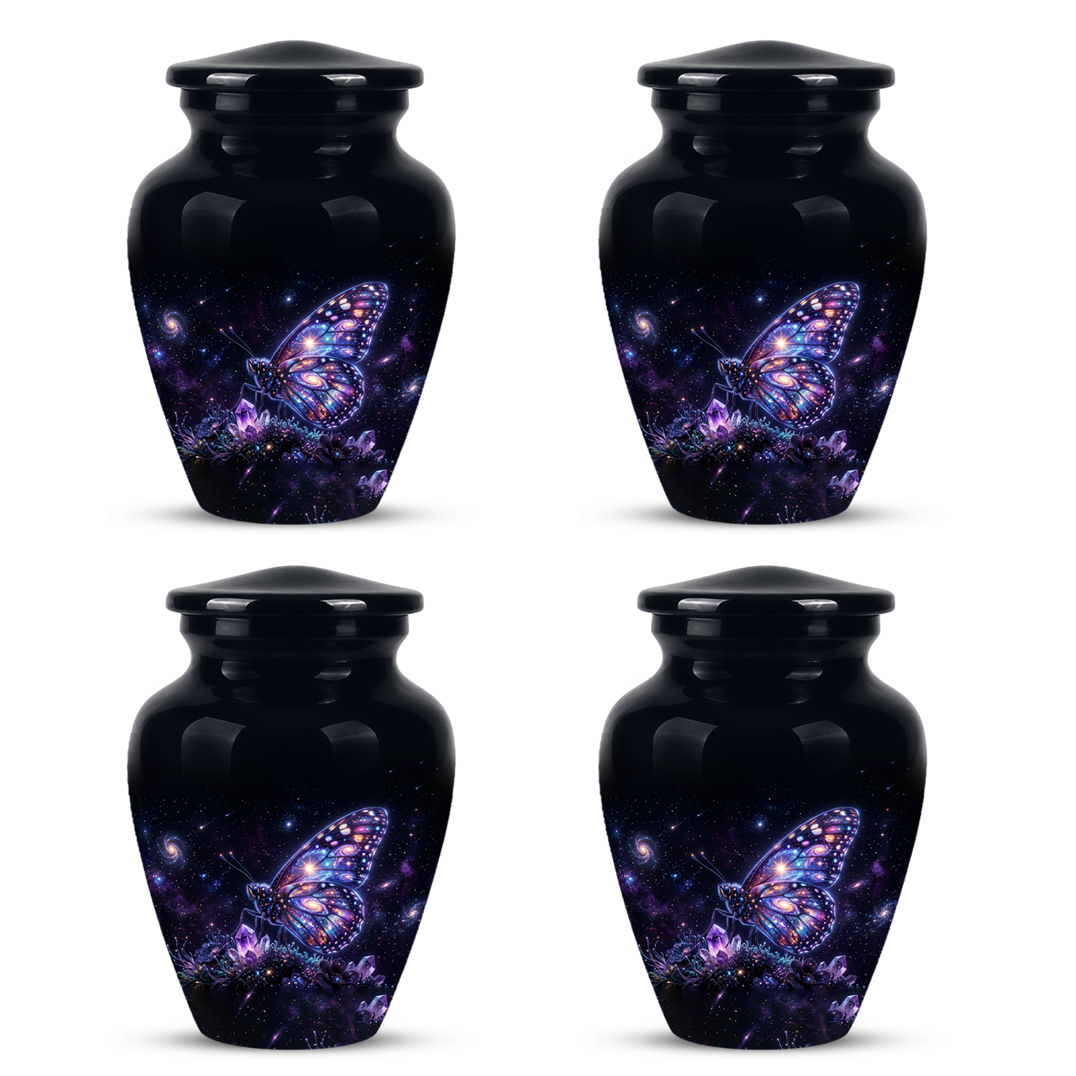 Purple Butterfly Cremation Urn - Beautiful Black Urns For Human Ashes