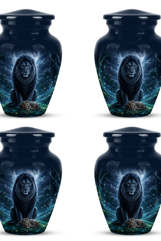 Lion And Moon Memorial Urn - Lion Adult Male Funeral Urns For Ashes