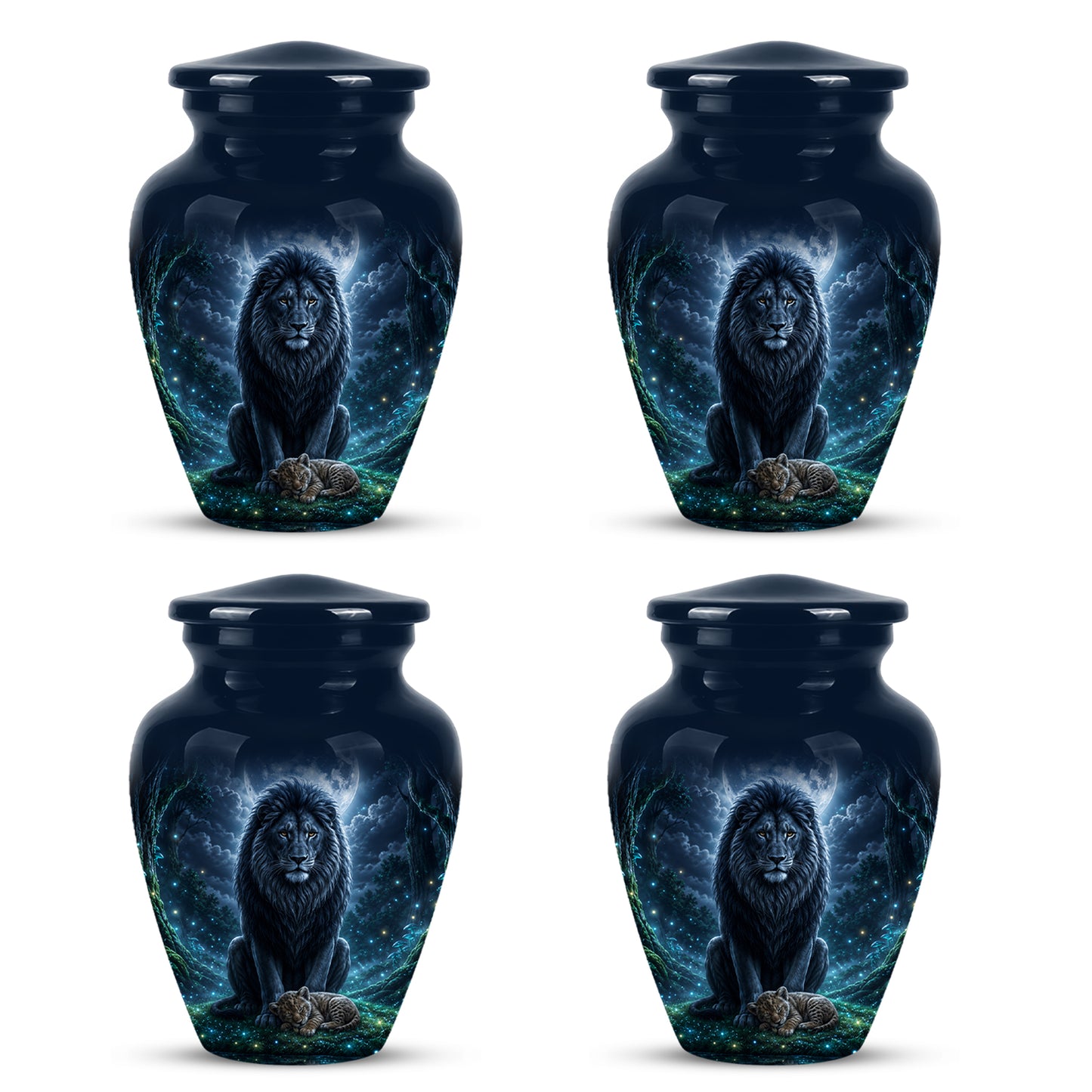 Lion And Moon Memorial Urn - Lion Adult Male Funeral Urns For Ashes