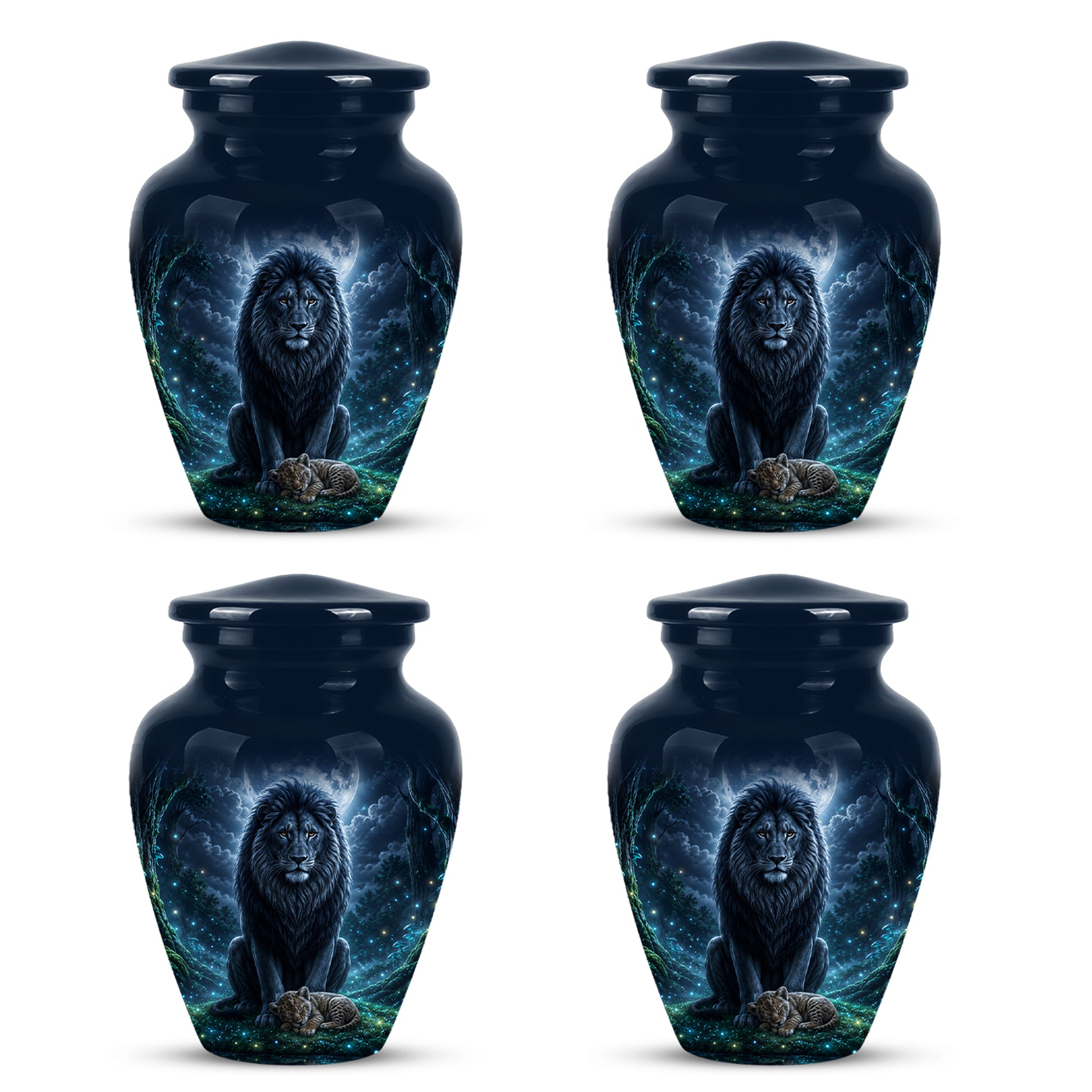 Lion And Moon Memorial Urn - Lion Adult Male Funeral Urns For Ashes