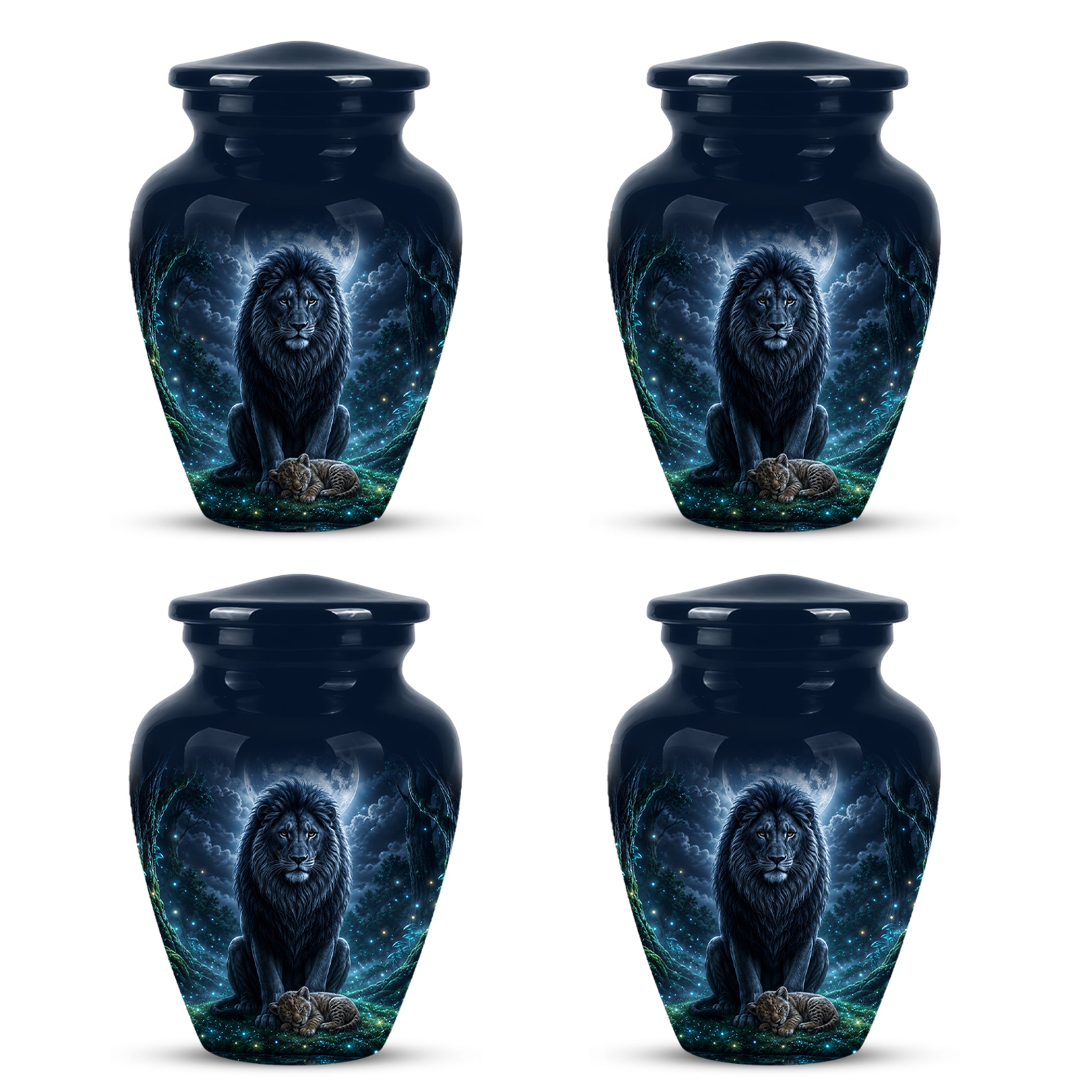 Lion And Moon Memorial Urn - Lion Adult Male Funeral Urns For Ashes