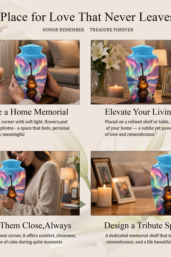 Guitar Aurora Borealis Urn - Classic Memorial Urns For Music Lovers