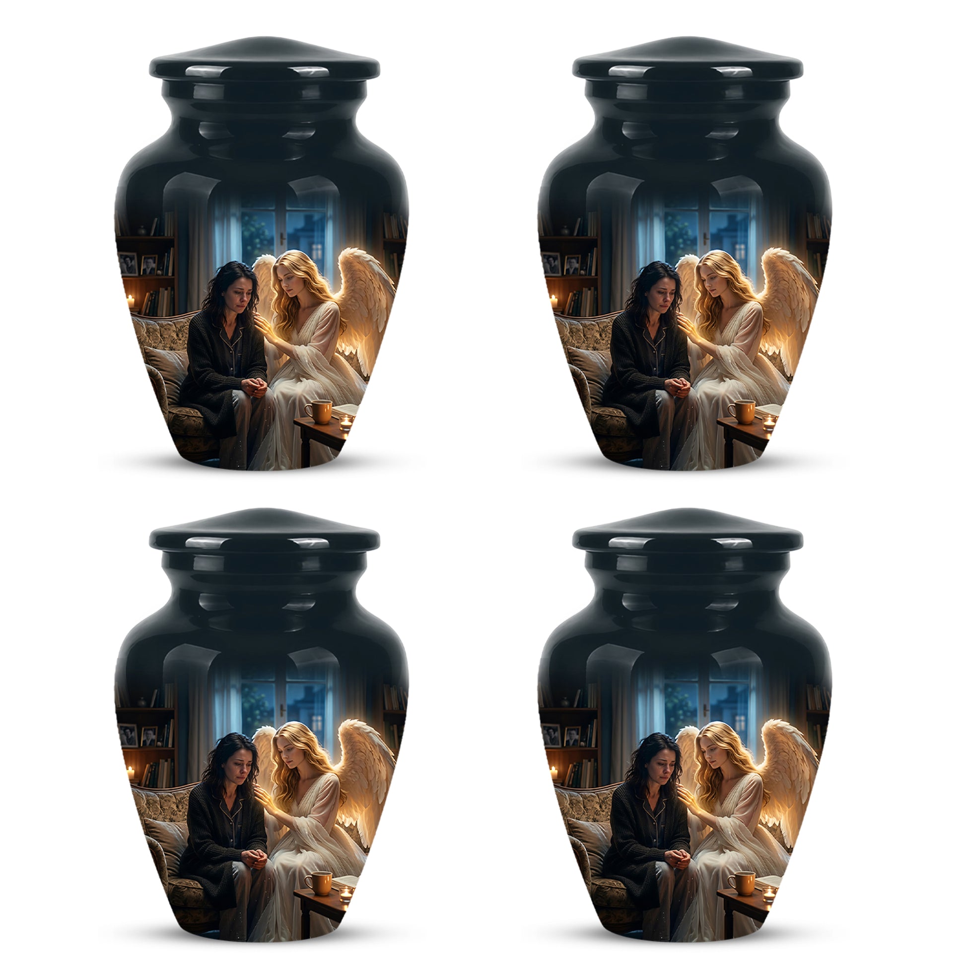 Black Angel Burial Urns - Personalized Memorial Urns For Mother Ashes