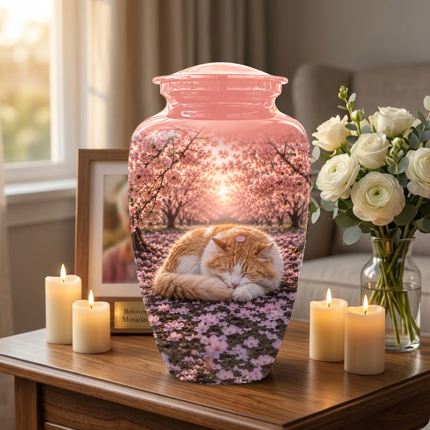 Orange Sleeping Cat - A Peaceful Resting Tribute Urns For Pet Ashes