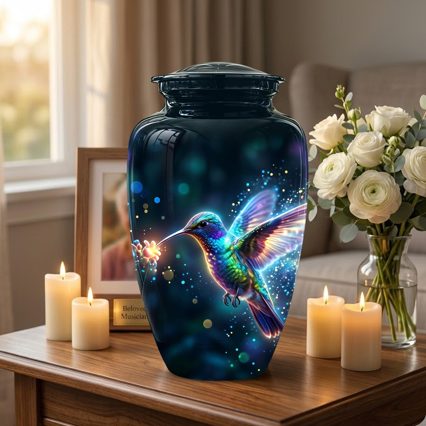 Celestial Colorful Hummingbird Cremation Urn - Majestic Funeral Urns