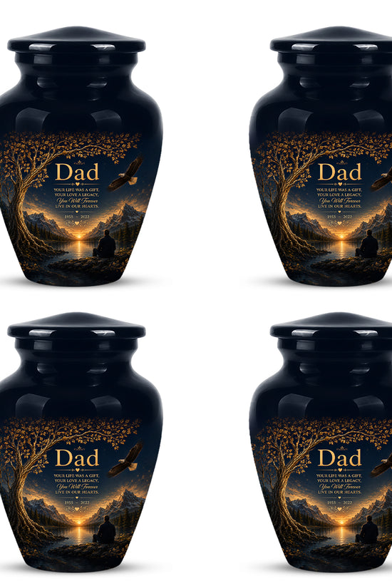 Mountain Memorial Urn for Dad – Black Funeral Urn for Human Ashes