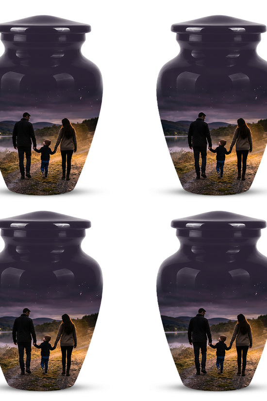 Dad, Son & Mom Cremation Urn - Artistic Night Burial Urns For Human Ashes
