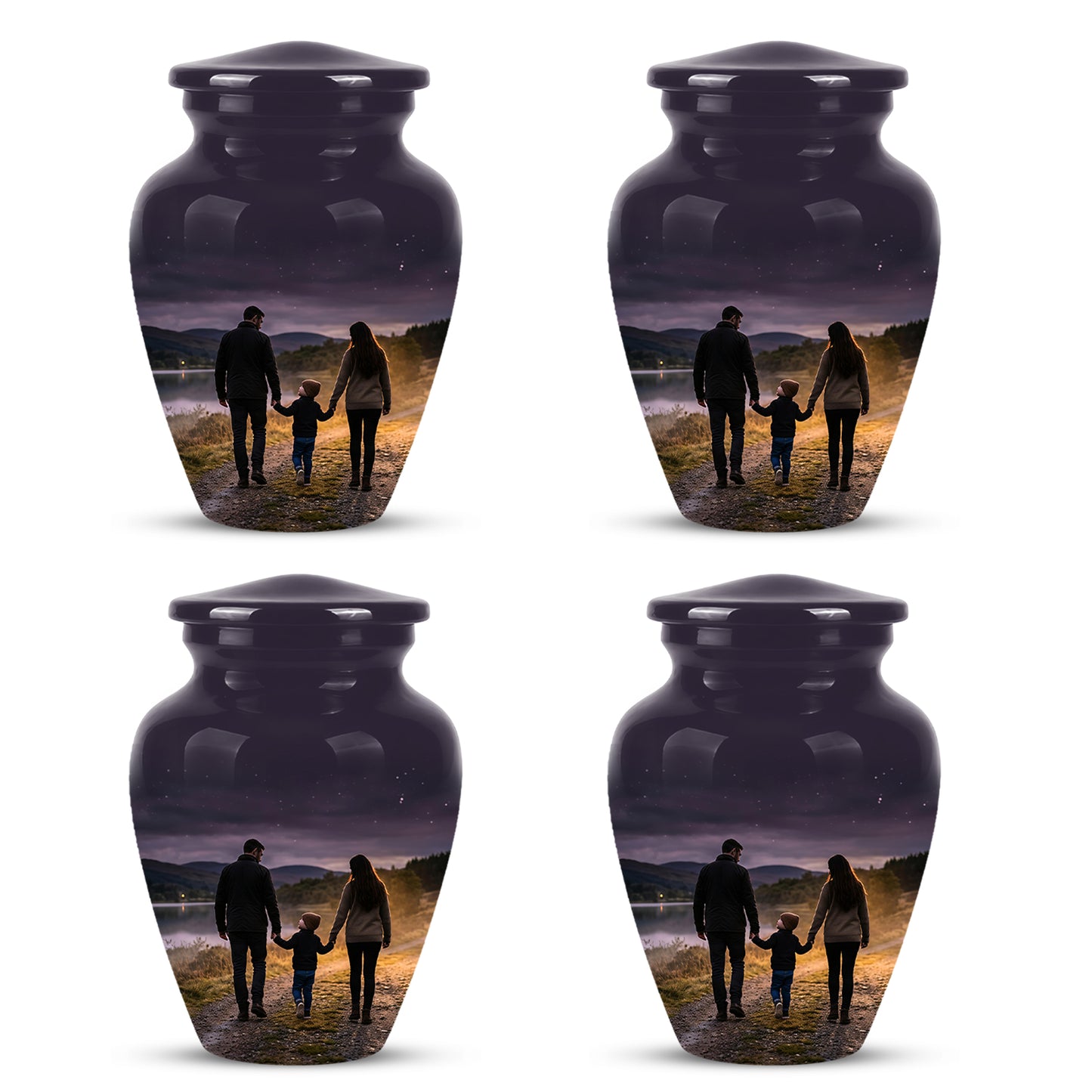 Dad, Son & Mom Cremation Urn - Artistic Night Burial Urns For Human Ashes