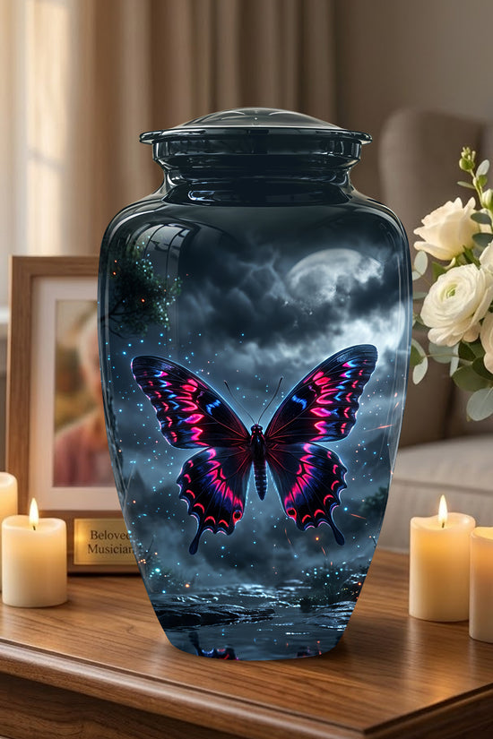 Colorful Butterfly Cremation Urn - Personalized Black Memorial Urns
