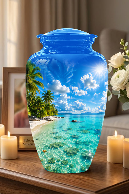 Beach Themed Memorial Urn - Beautifully Handcrafted Urns For Human Ash