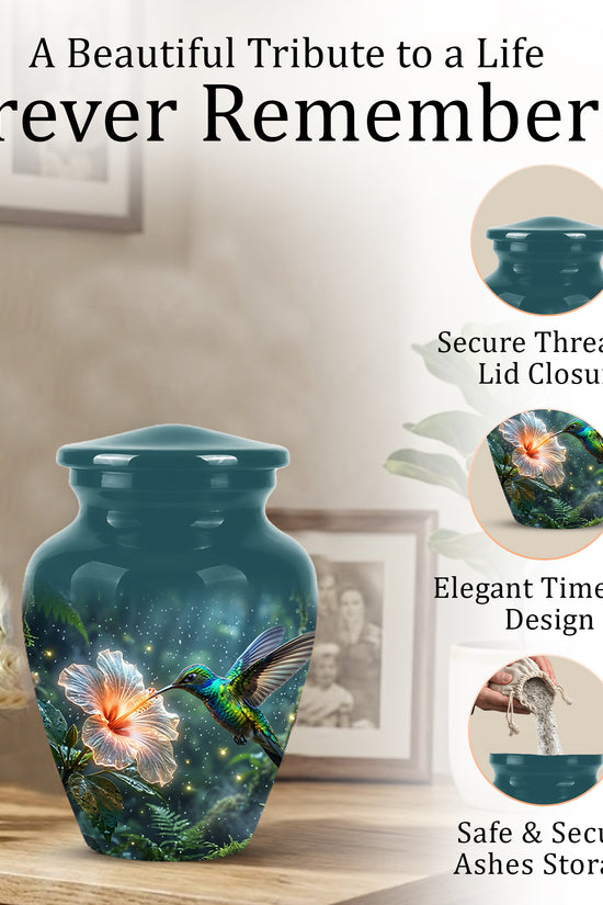 Hummingbird Cremation Urn for Ashes - Elegant Floral Memorial Urn