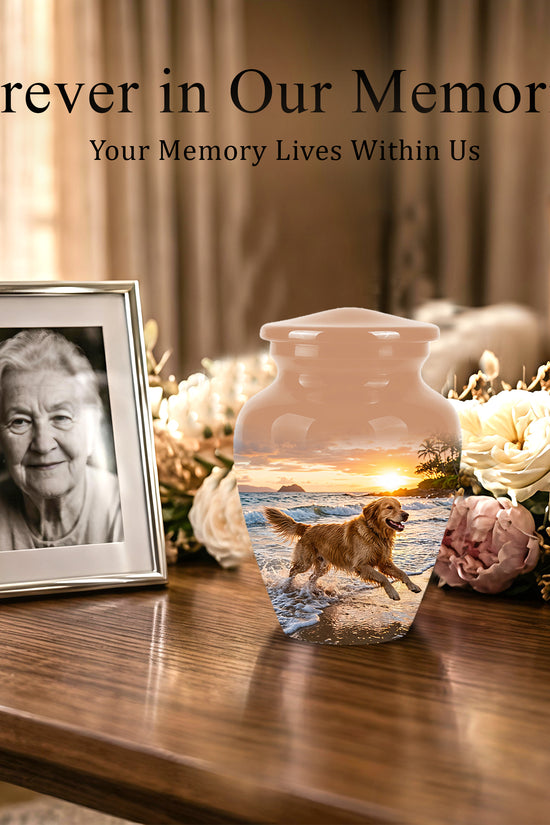 Golden Retriever Themed Urn - Personalized Memorial Urns For Pet Dog