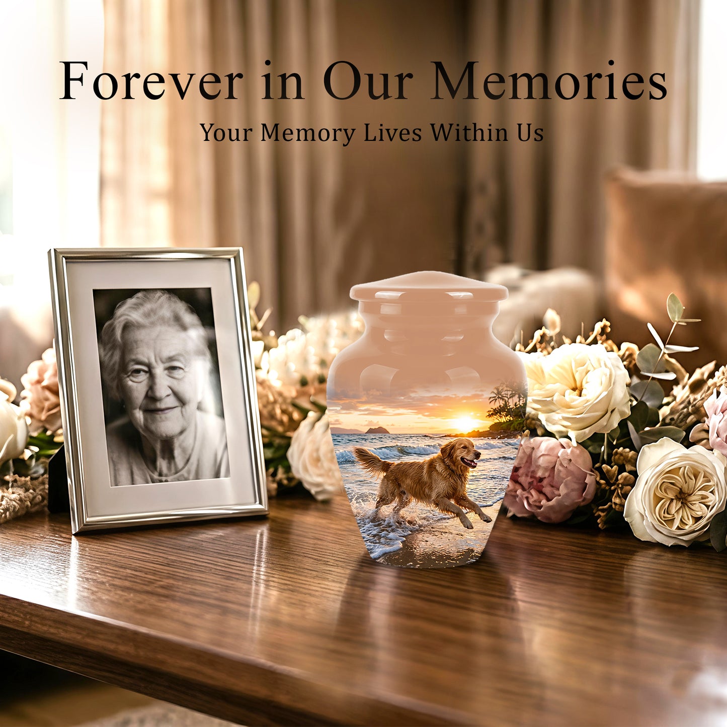 Golden Retriever Themed Urn - Personalized Memorial Urns For Pet Dog