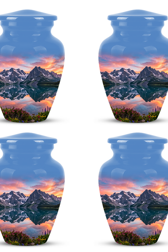 Mountain Lake Burial Urns - Sunset Scenic Cremation Urns For Nature Lovers
