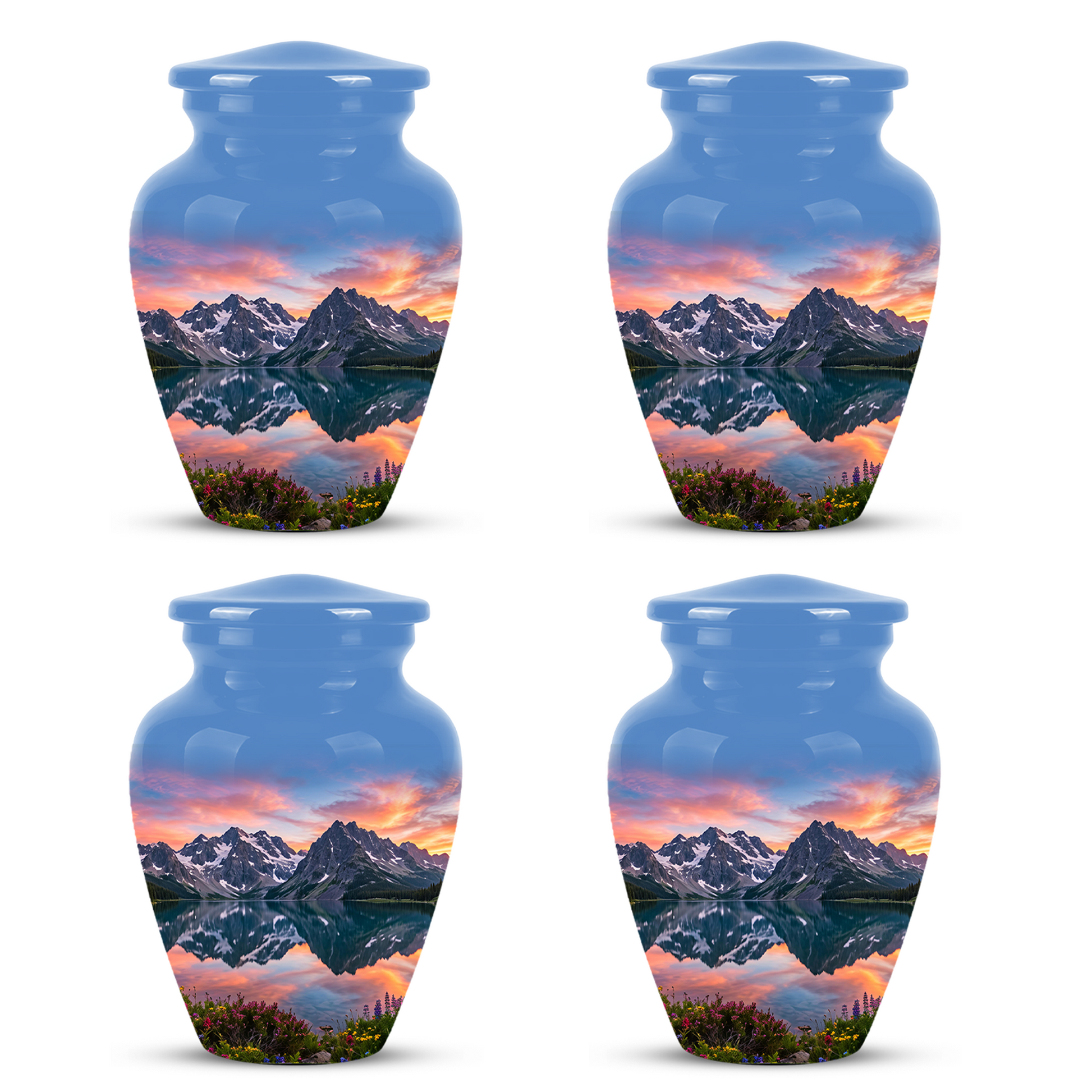 Mountain Lake Burial Urns - Sunset Scenic Cremation Urns For Nature Lovers