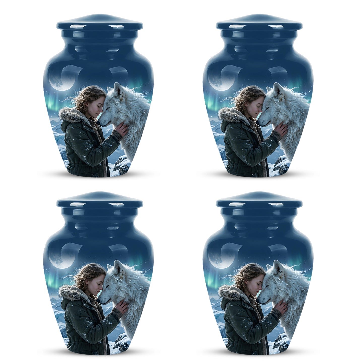 White Wolf Memorial Urn for Ashes - Custom Engraved Urns For Human