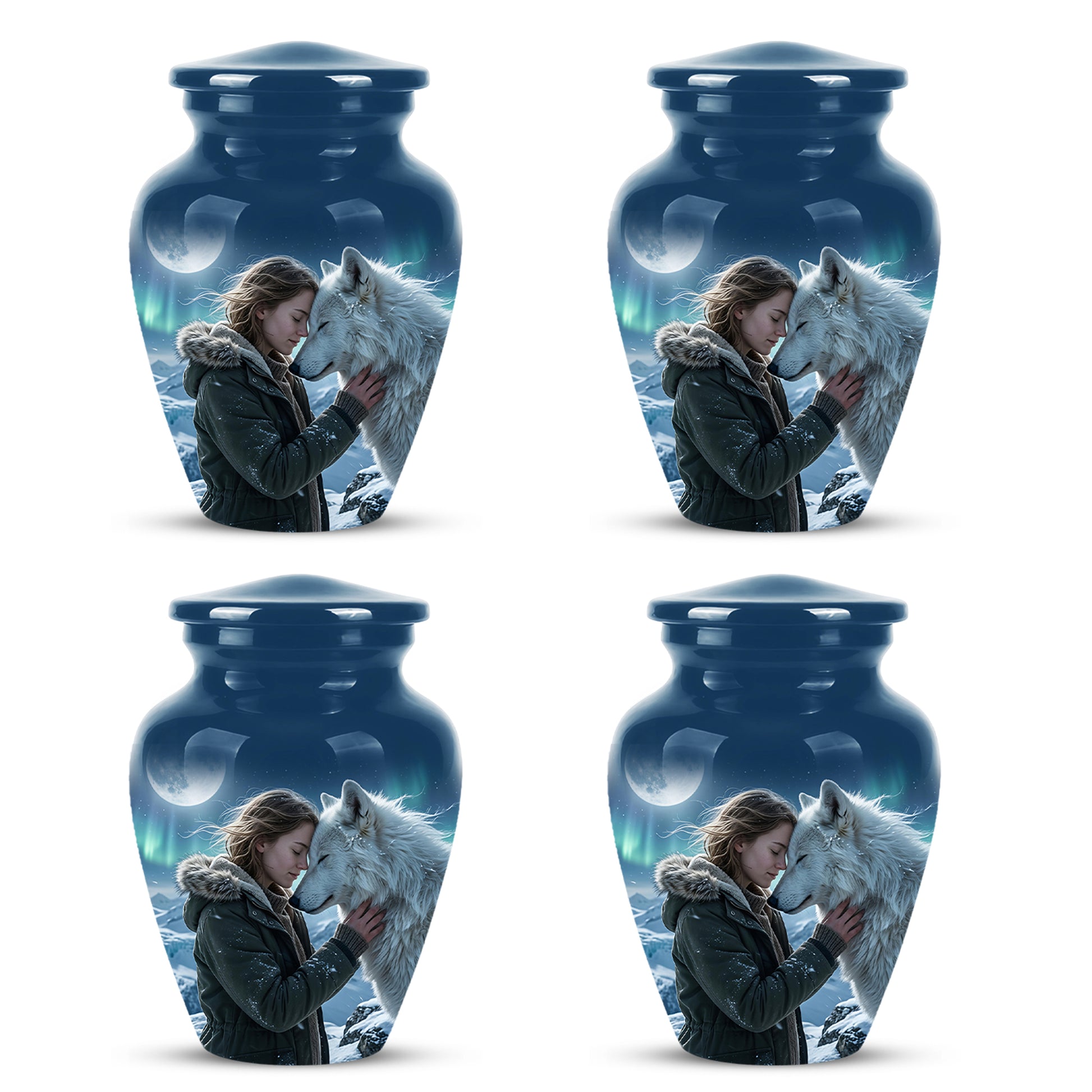 White Wolf Memorial Urn for Ashes - Custom Engraved Urns For Human