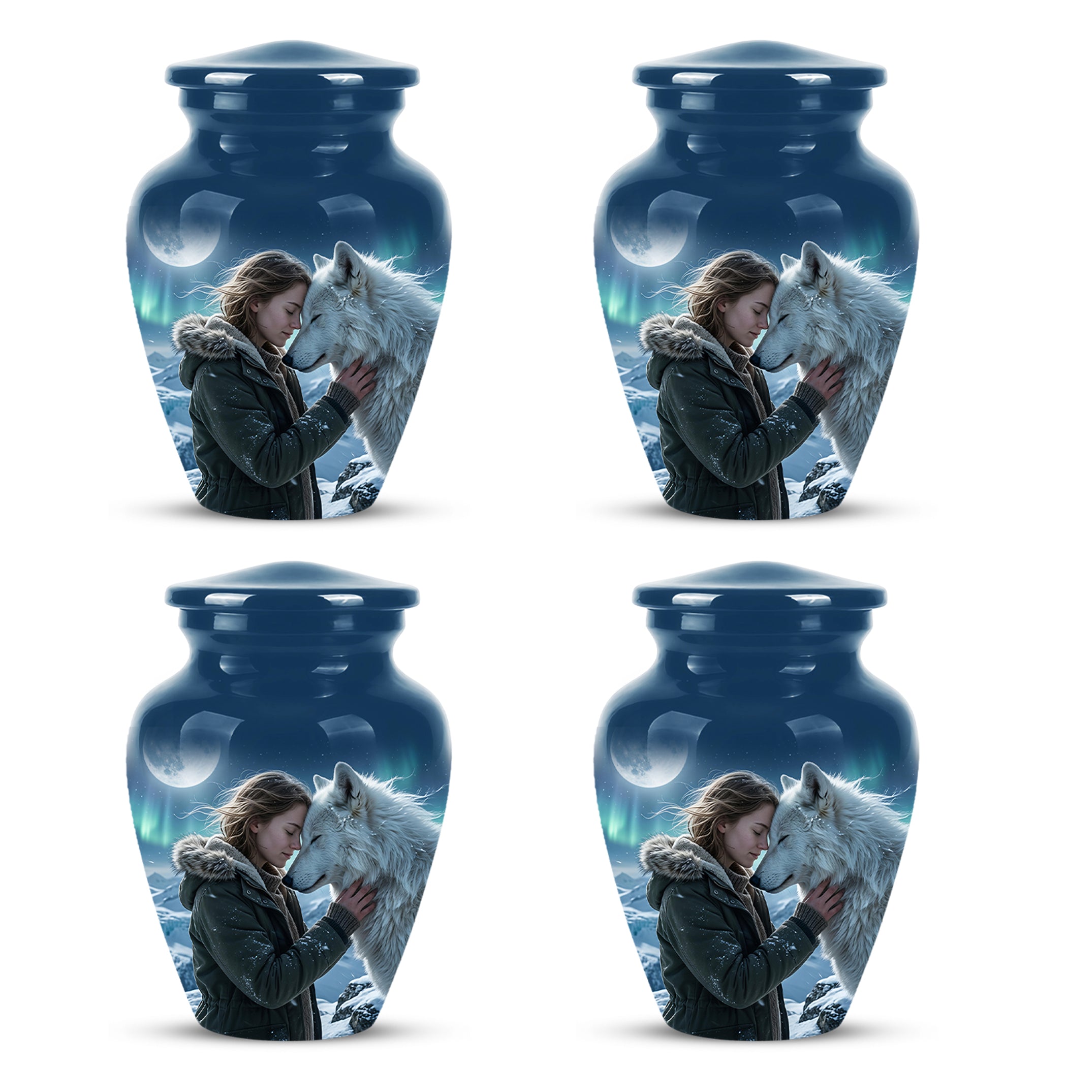 White Wolf Memorial Urn for Ashes - Custom Engraved Urns For Human