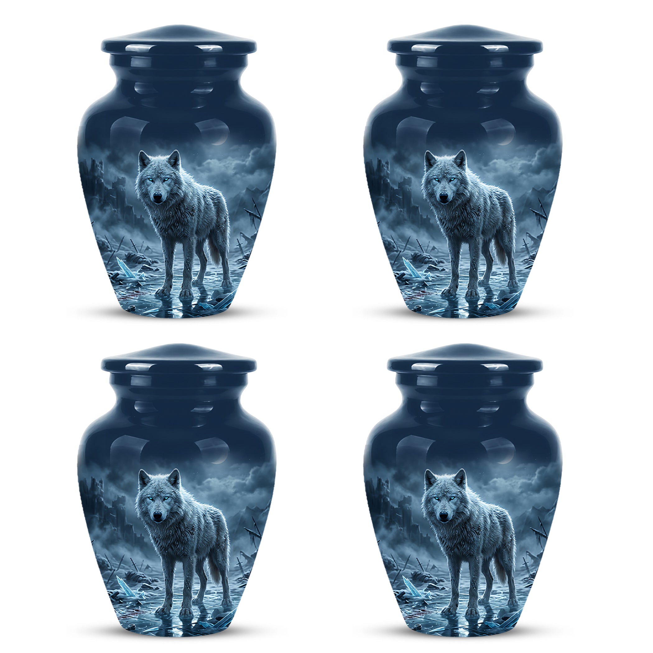 Moonlight White Wolf Urn for Human Ashes - Urns For Men & Women Ashes