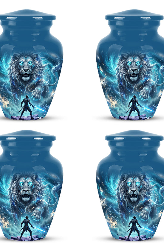 Celestial Cosmic Lion Cremation Urn - Lion Adult Male Memorial Tribute Urn