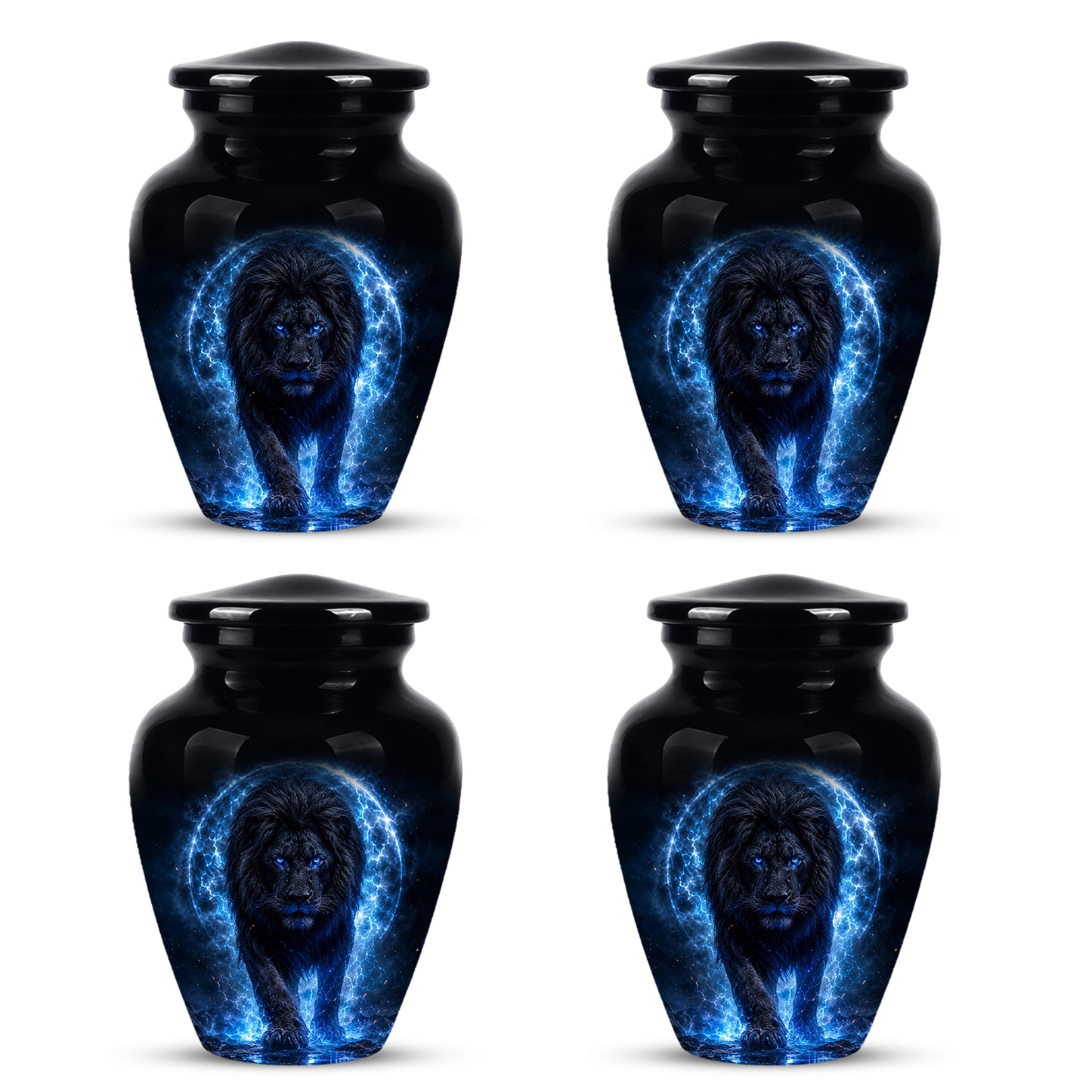 Black Lion Cremation Urns - Personalized Memorial Urns For Human Ashes