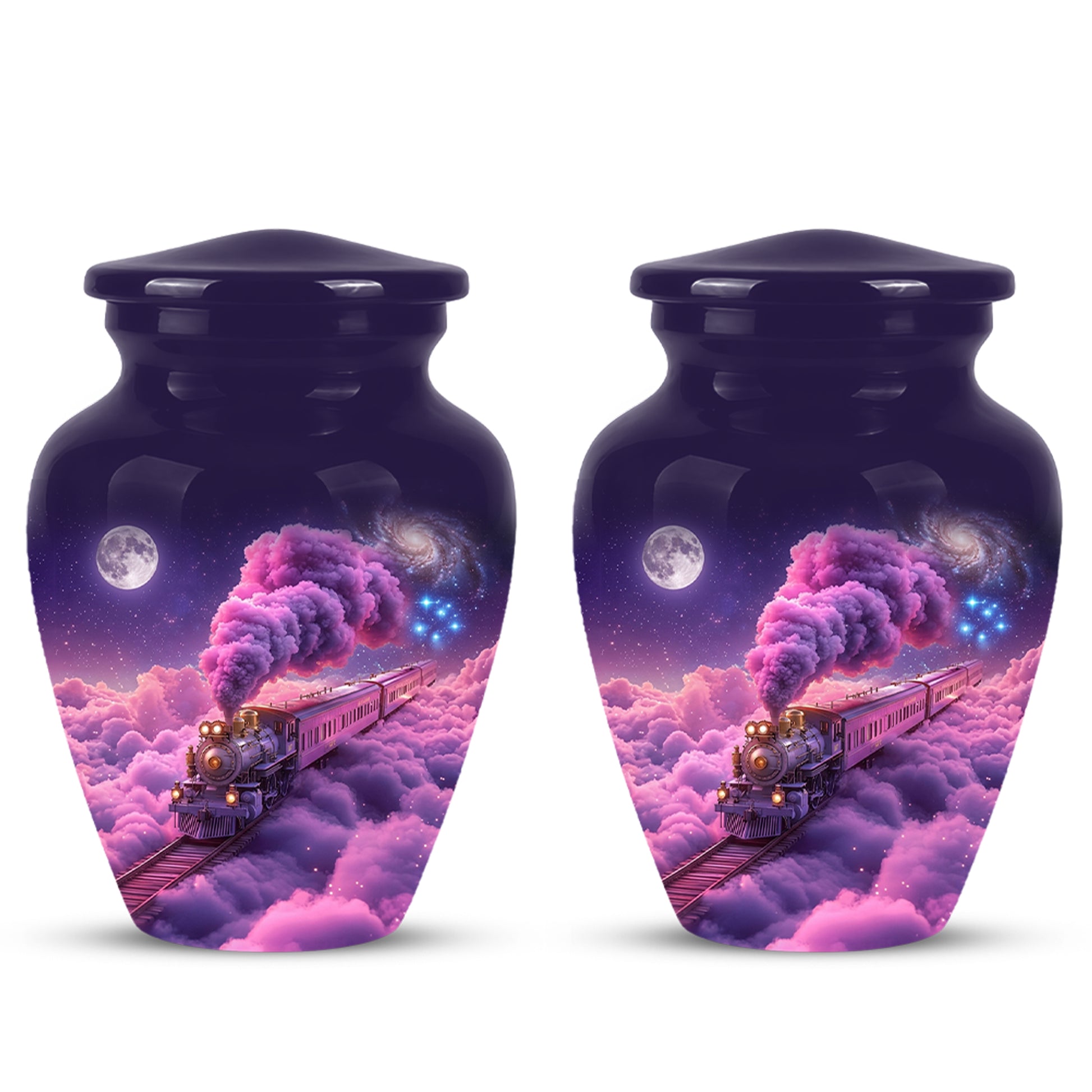 Fantasy Train Cremation Urn – Purple Cloud Memorial Urns For Human Ashes