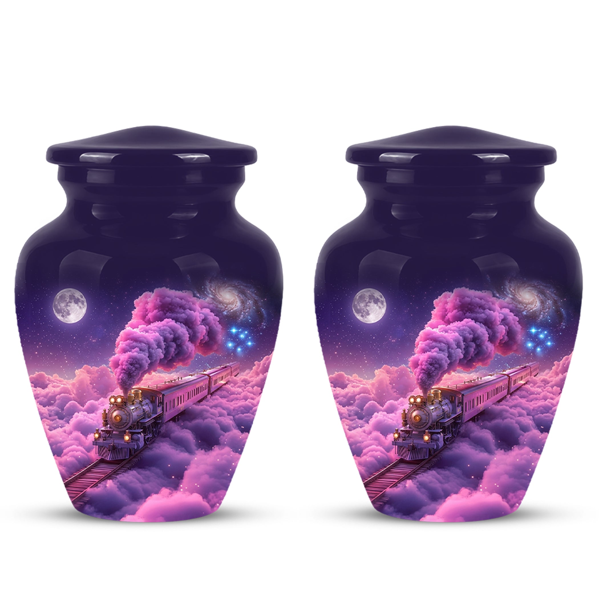 Fantasy Train Cremation Urn – Purple Cloud Memorial Urns For Human Ashes