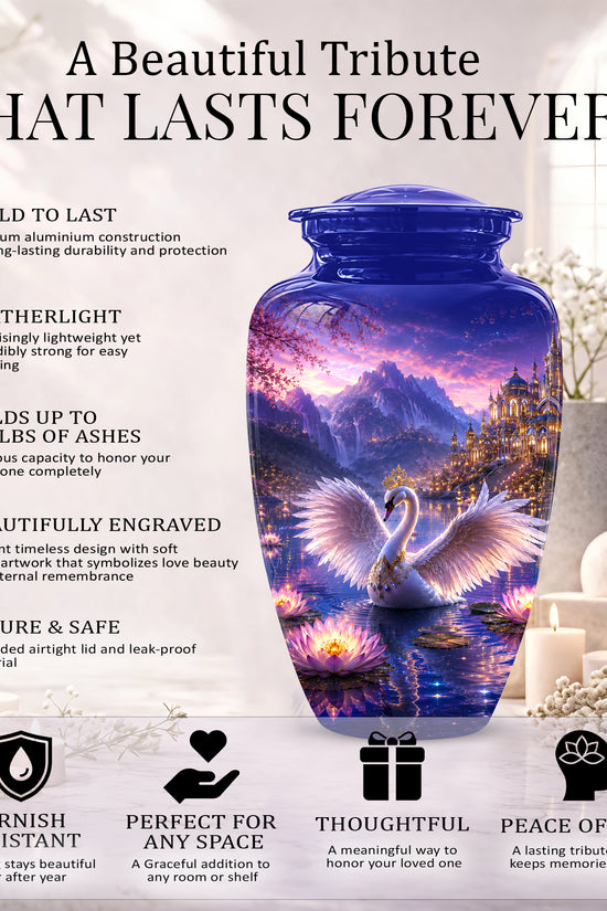 Swan Lake Fantasy Urn - Majestic Burial Urns For Loved Ones Ashes