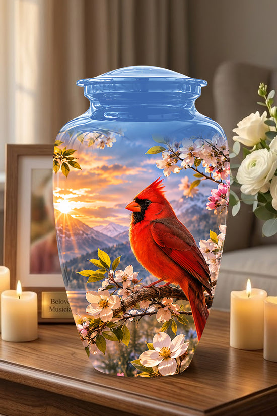 Red Cardinal Bird Cremation Urns - Beautiful Memorial Urns For Ashes