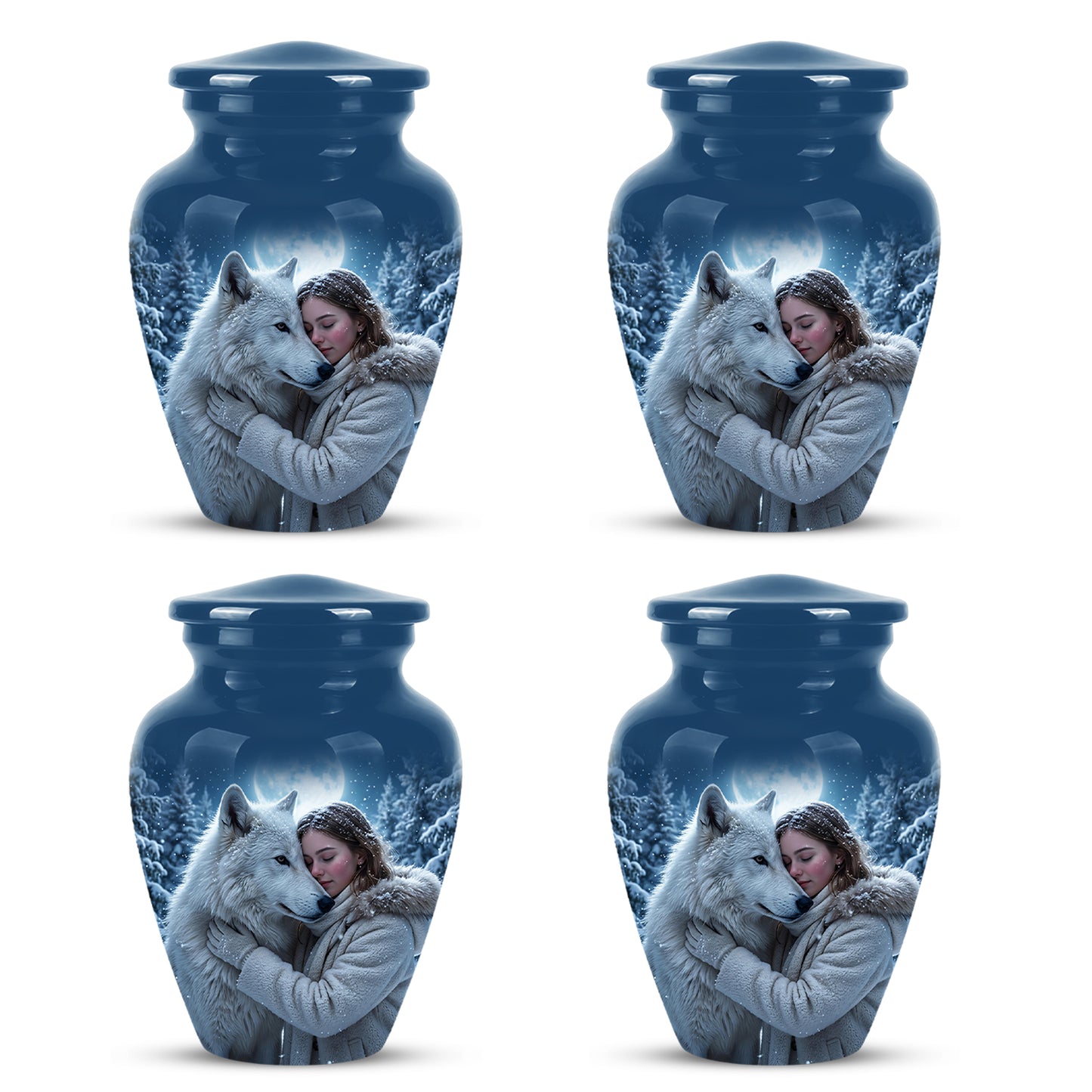 Moonlit White Wolf Cremation Urn for Ashes | Personalized Memorial