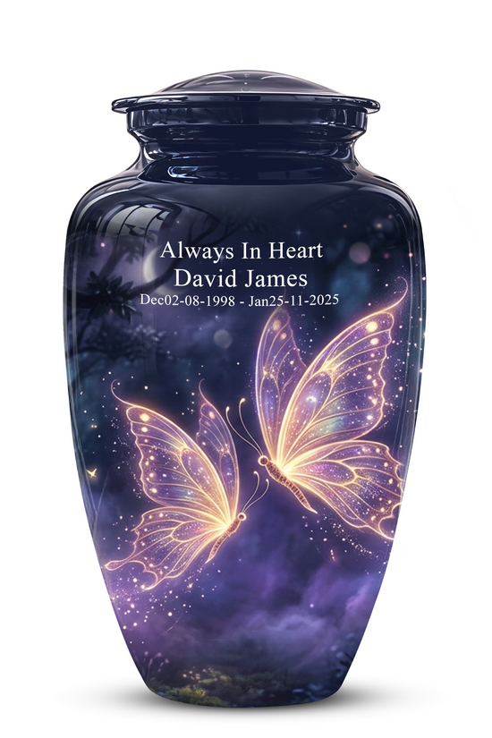 Purple Butterfly Cremation Urn - Beautiful Urns for Women Ashes