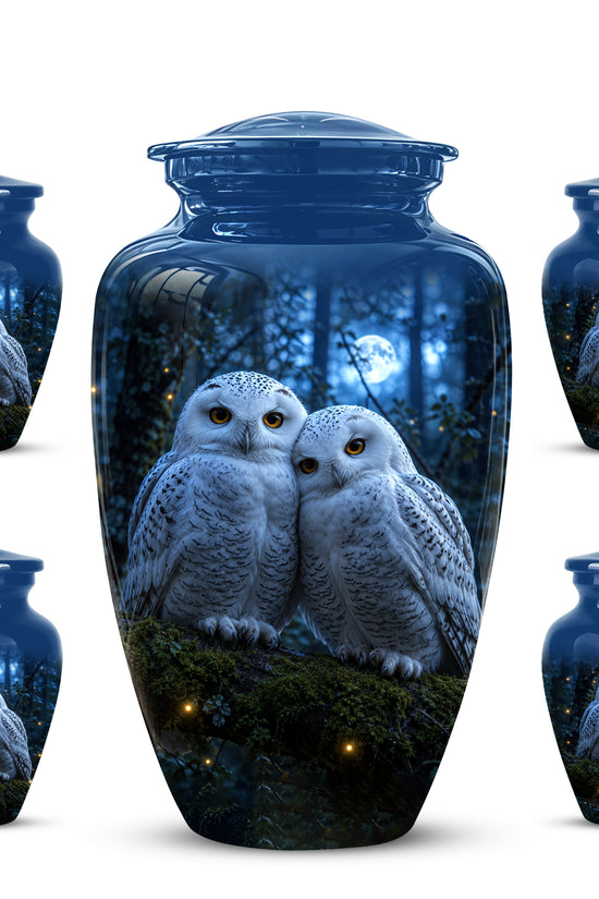 Snowy Owl Cremation Urn - Majestic Blue Memorial Urns For Human Ashes