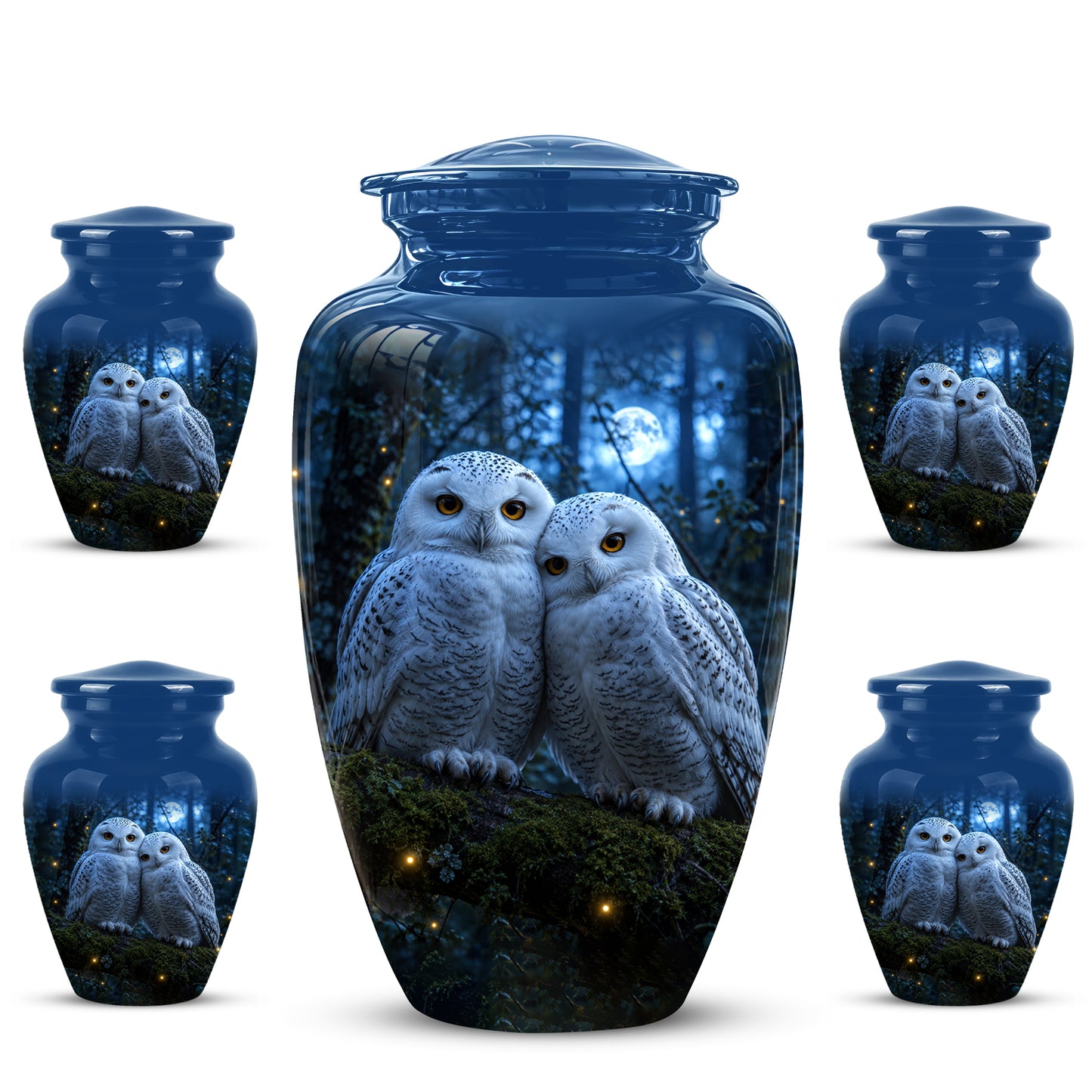 Snowy Owl Cremation Urn - Majestic Blue Memorial Urns For Human Ashes