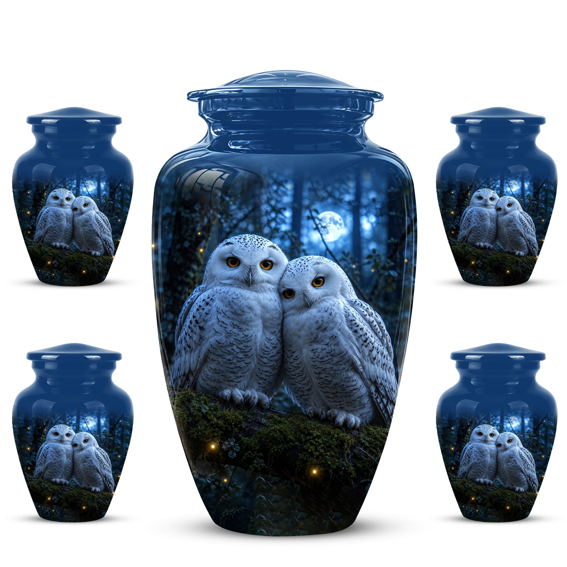 Snowy Owl Cremation Urn - Majestic Blue Memorial Urns For Human Ashes