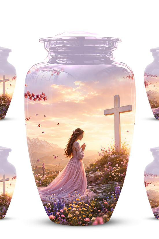 Peaceful Cross Cremation – Personalized Sunset Tribute Urns for Ashes
