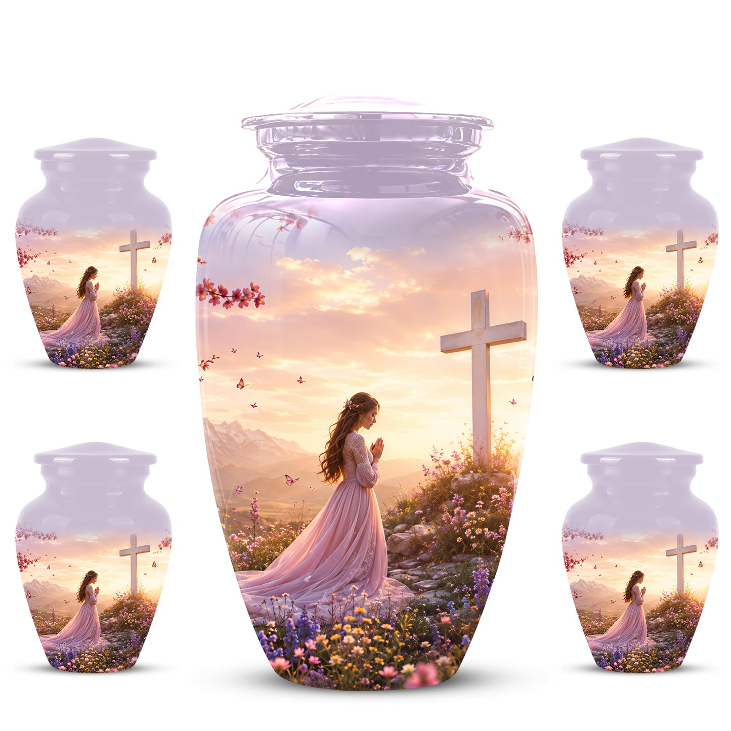 Peaceful Cross Cremation – Personalized Sunset Tribute Urns for Ashes