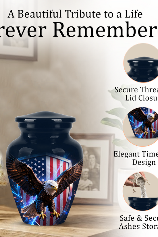 American Bald Eagle Memorial Urn - Personalized Funeral Urns For Ashes