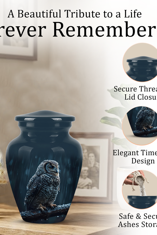 Snowy Owl Cremation Urn - Night Owl Burial Urns For Human Ashes