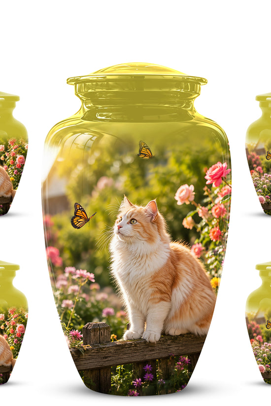 Orange Cat Cremation Urn - Beautiful Eternal Tribute Urn For Pet Ashes
