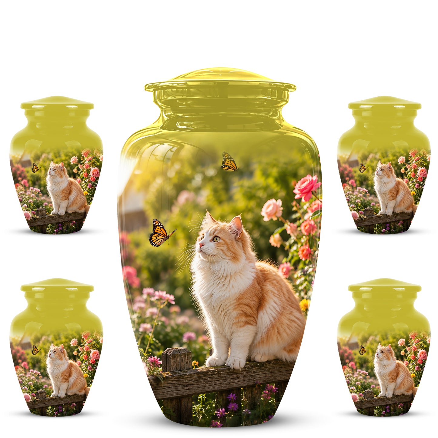 Orange Cat Cremation Urn - Beautiful Eternal Tribute Urn For Pet Ashes