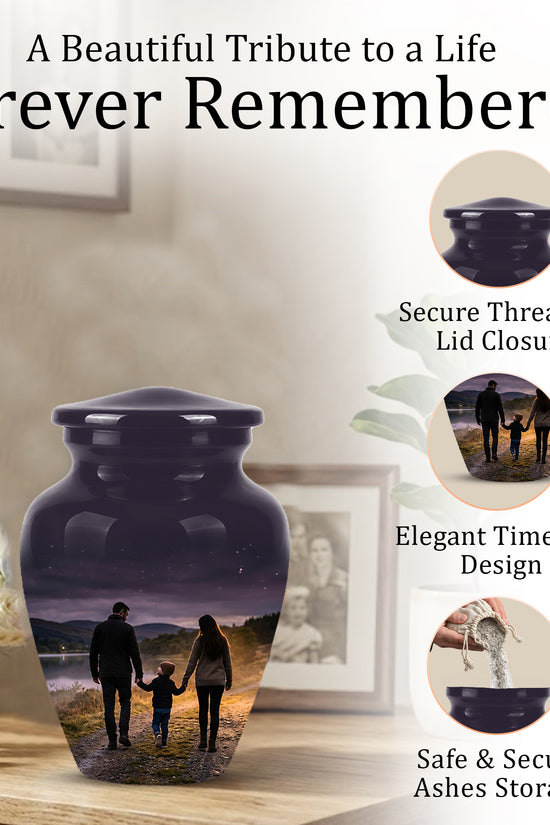 Dad, Son & Mom Cremation Urn - Artistic Night Burial Urns For Human Ashes