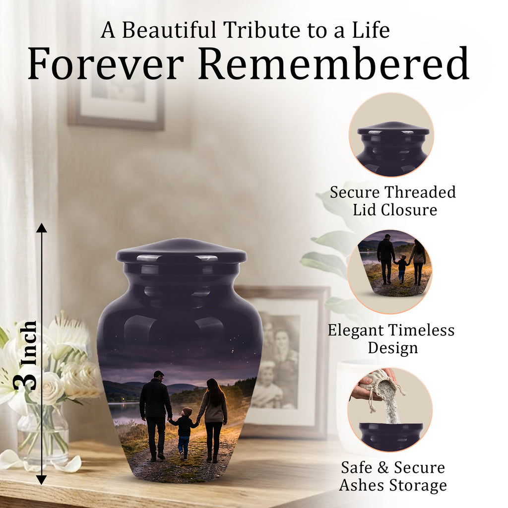 Dad, Son & Mom Cremation Urn - Artistic Night Burial Urns For Human Ashes